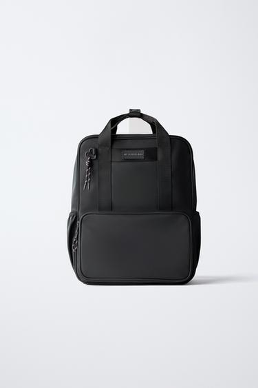 Zara RUBBERIZED SCHOOL BACKPACK - Black