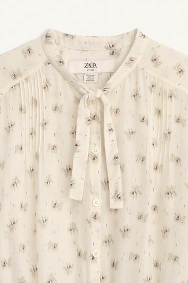 LIMITED EDITION PRINTED BLOUSE WITH TIES - Printed by Zara - Image 7