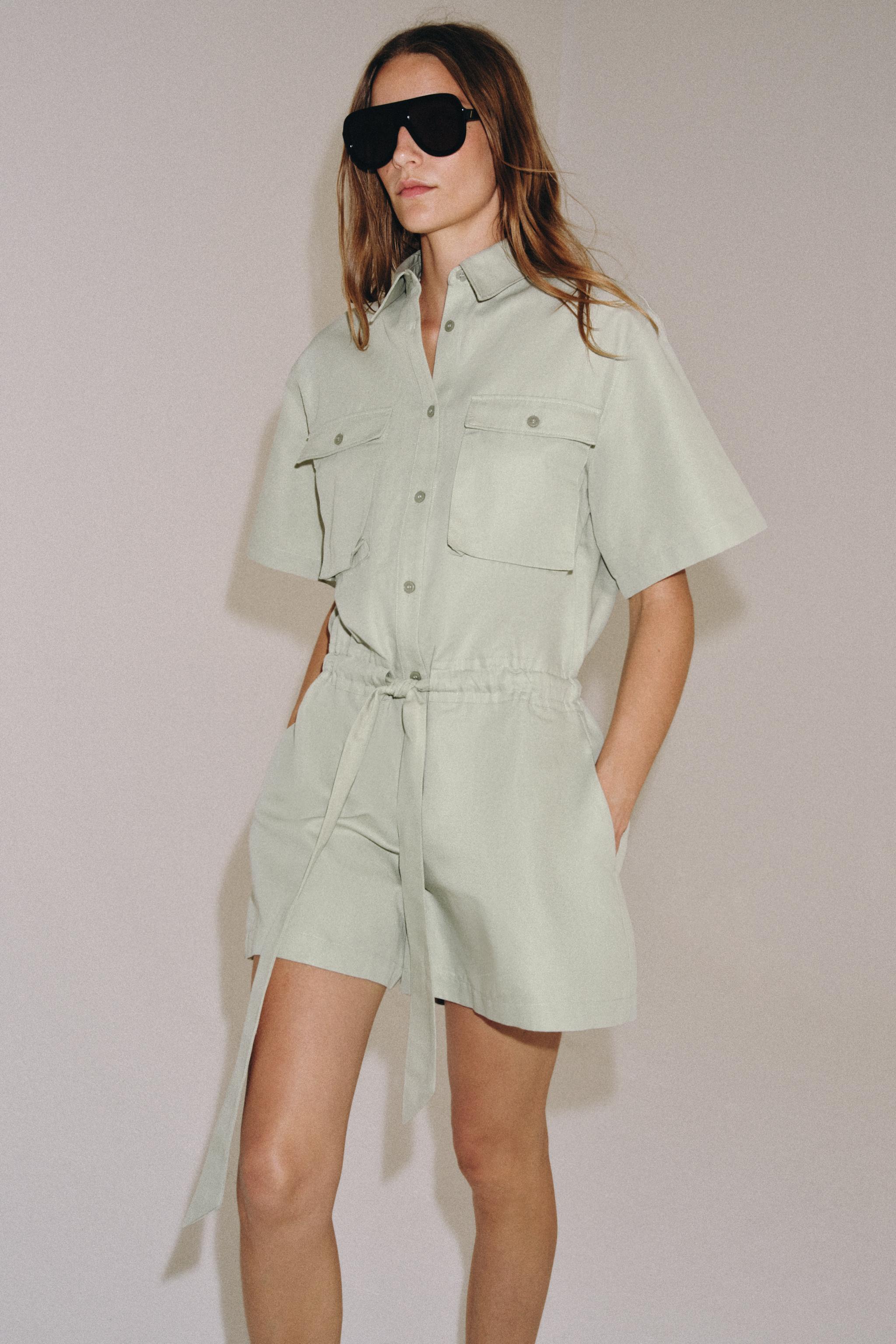 ベルト付きシャツジャンプスーツ ZW COLLECTION - ライトミント | ZARA