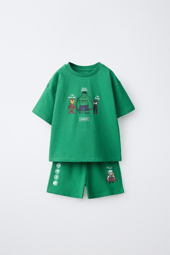 THE AVENGERS © MARVEL T-SHIRT AND BERMUDA SHORTS SET - Green by Zara - Image 0