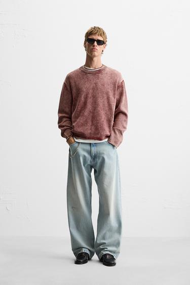 FADED TEXTURED SWEATER - Red by Zara - Image 0