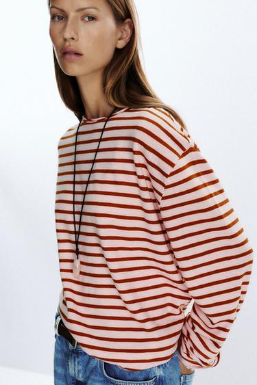 SLUB STRIPED COTTON T-SHIRT - Stripes by Zara