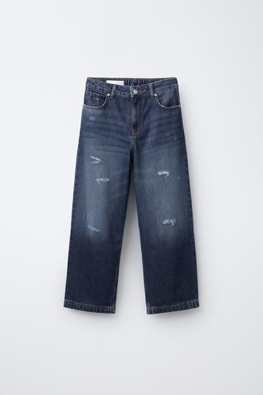 RIPPED RELAXED BAGGY JEANS - Blue by Zara - Image 0