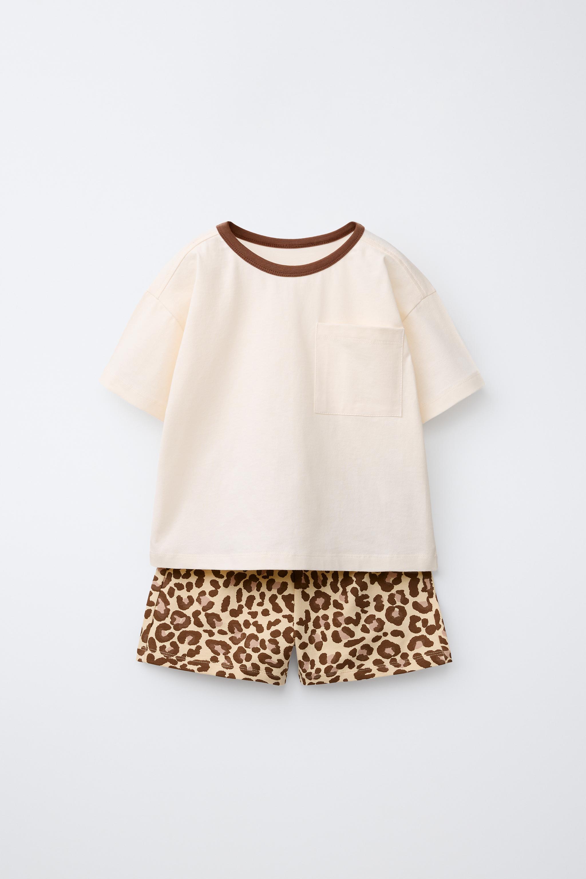 ZARA Athletics HELEMENT コラボ 3点セット ZEBRA T-SHIRT AND BERMUDA JOGGING SET - Ecru | ZARA United States