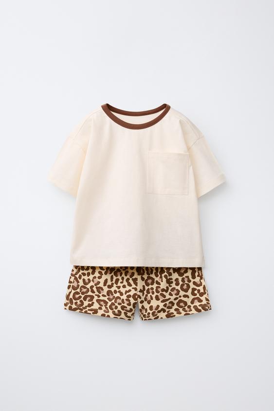 ZEBRA PRINT T-SHIRT AND BERMUDA SHORTS SET - Ecru by Zara - Image 0