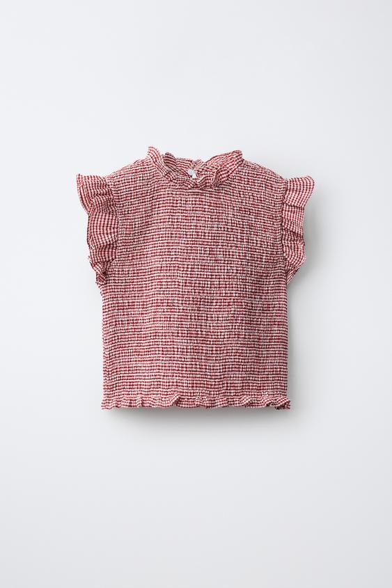 TOP FRINCES ESTAMPADO CUADRO VICHY - Rojo de Zara - Imagen 0