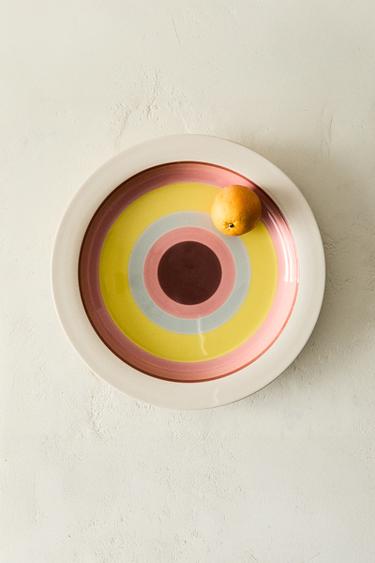 Zara CERAMIC SERVING DISH CIRCLES X COLLAGERIE - striped