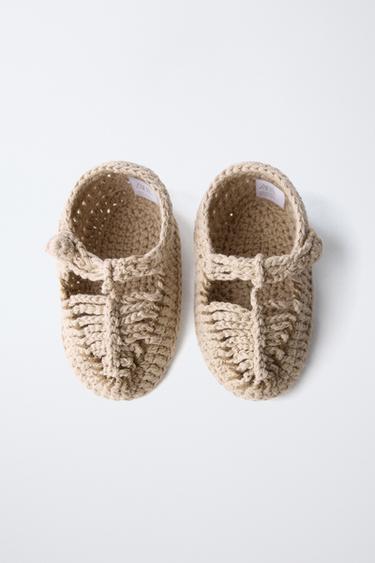 Zara COTTON BOOTIES - Sandy Brown