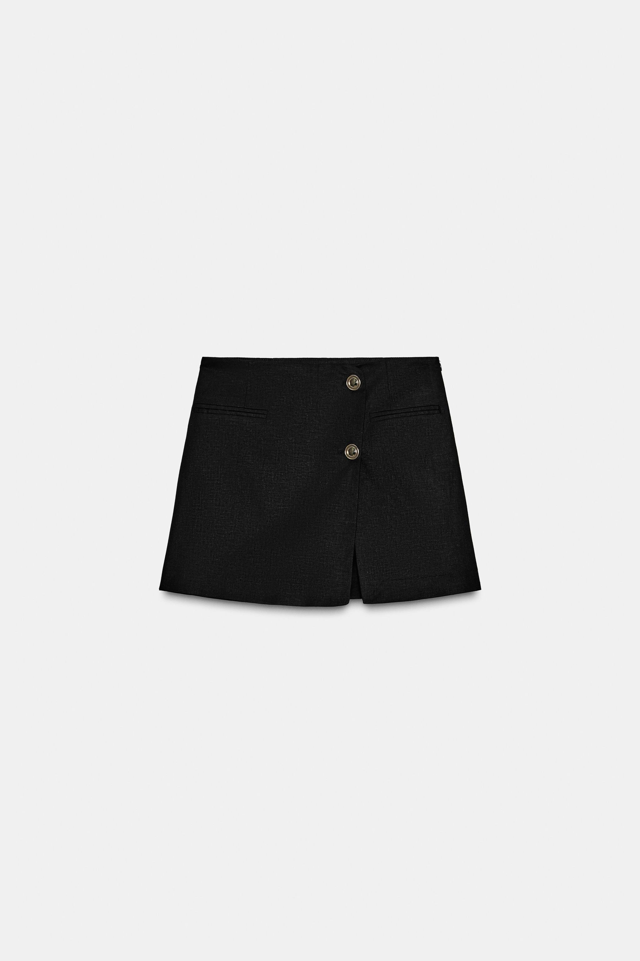 HIGH-WAIST SKORT WITH EMBOSSED BUTTONS - Black | ZARA South Africa