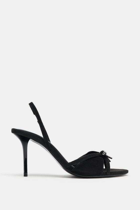 SPARKLY BOW LEATHER SANDALS