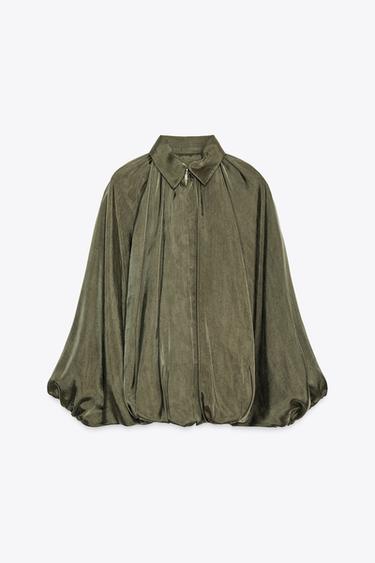 Zaras PUFFIG BOMBERJACKA ZW COLLECTION - Gråmelerad khaki
