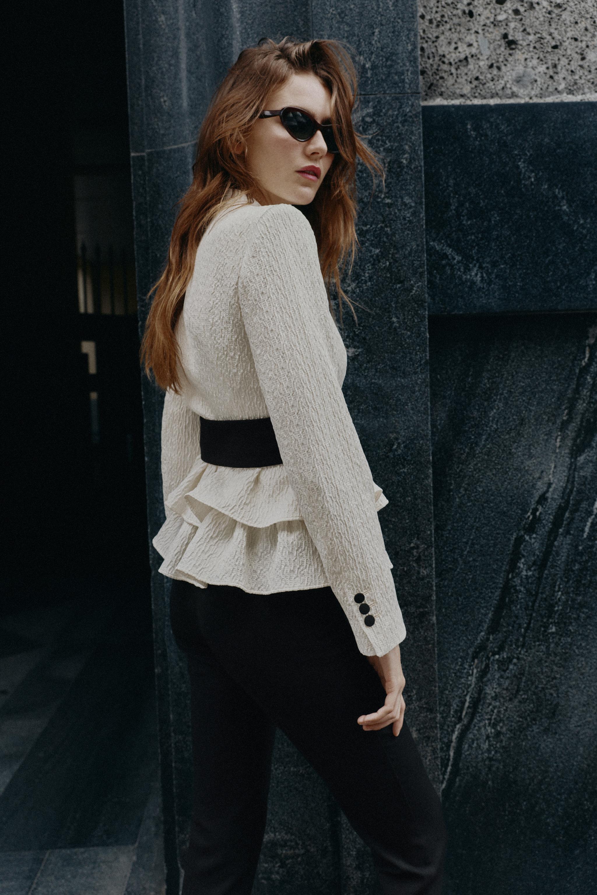 BELTED PEPLUM BLAZER