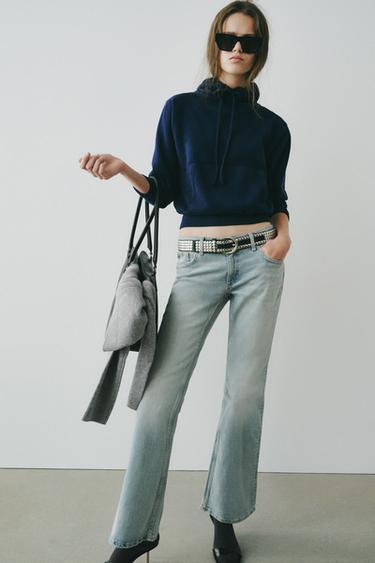 Zara TRF LOW-RISE BOOTCUT JEANS - Aquamarine