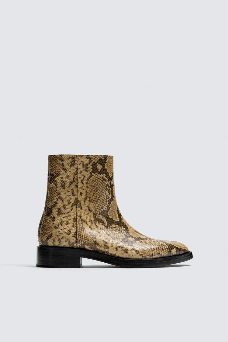 ZARA ANIMAL PRINT LEATHER BOOTS
