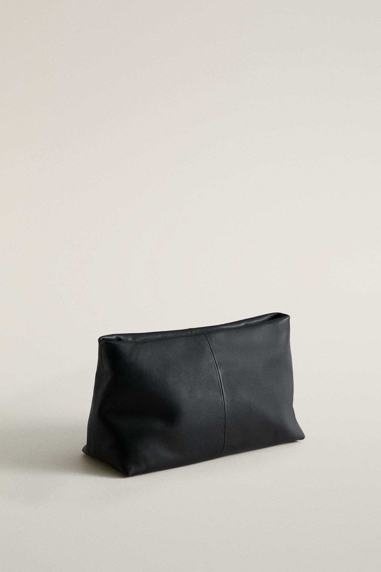 NAPA LEATHER MAKEUP BAG — Black