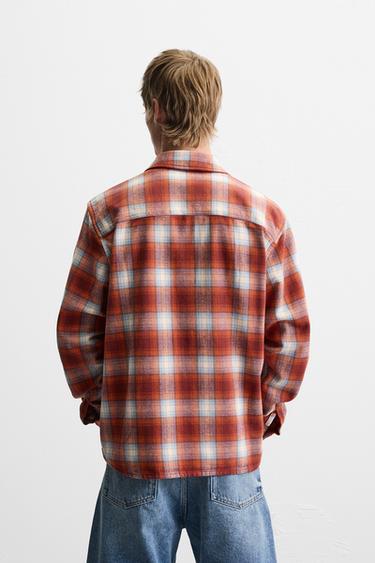 CHEMISE RELAXED FIT À CARREAUX - Rouge de Zara - Image 3