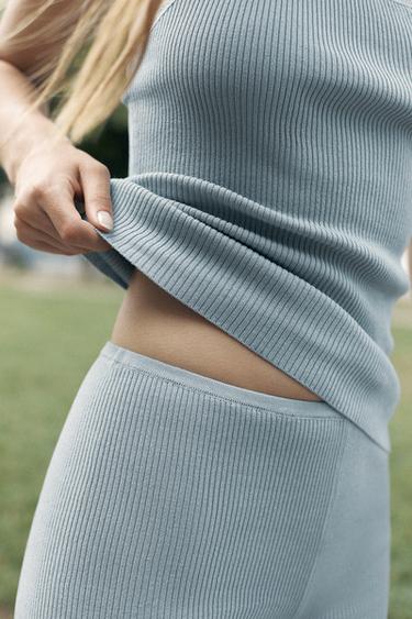 CALÇÕES DE MALHA RIB - Azul-vigoré da Zara