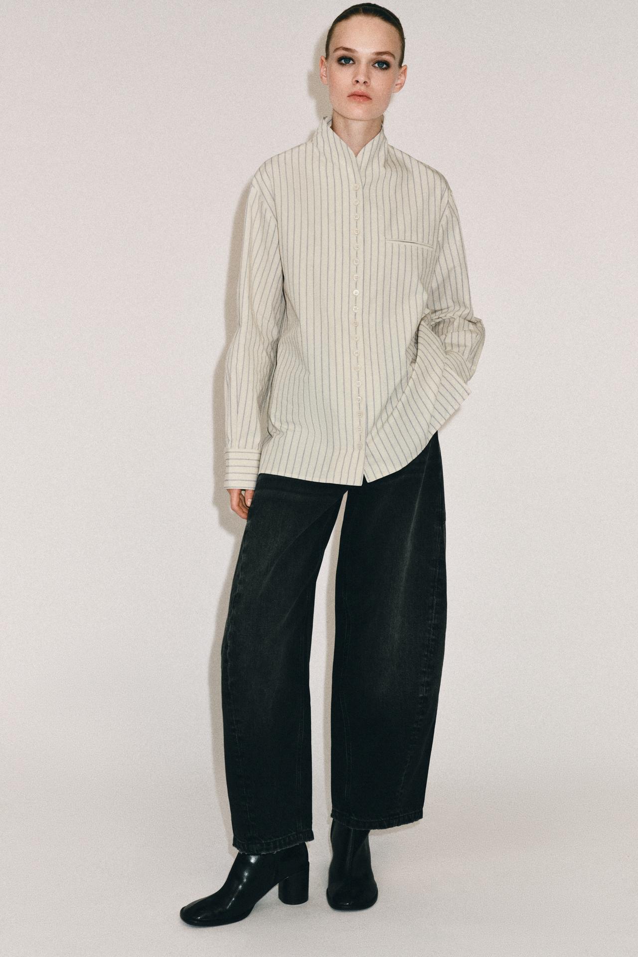 ZW COLLECTION STRIPED SHIRT — Ecru / Blue