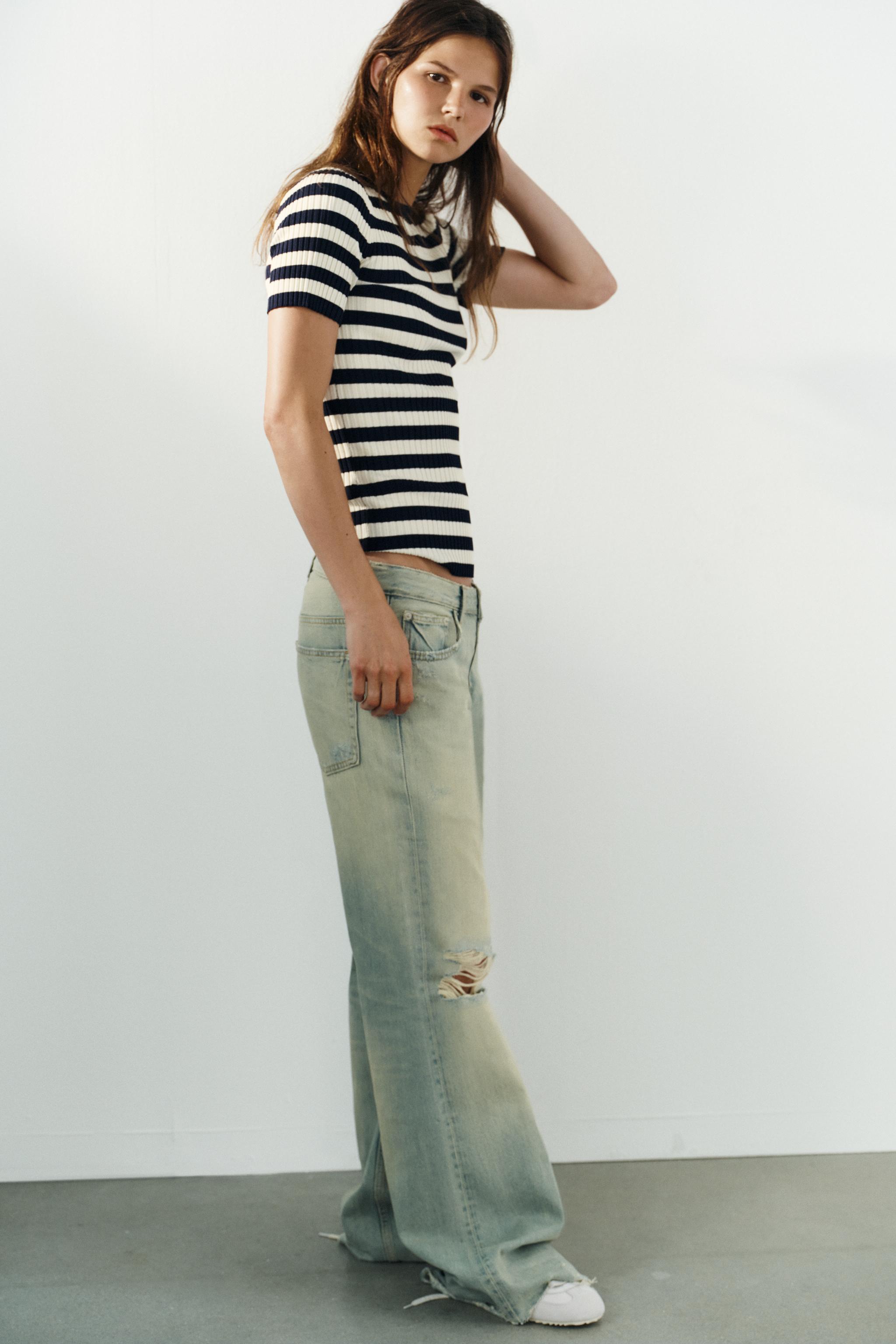 STRIPED RIBBED KNIT TOP