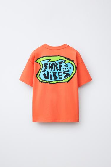 Zara SURF PRINT T-SHIRT - Orange