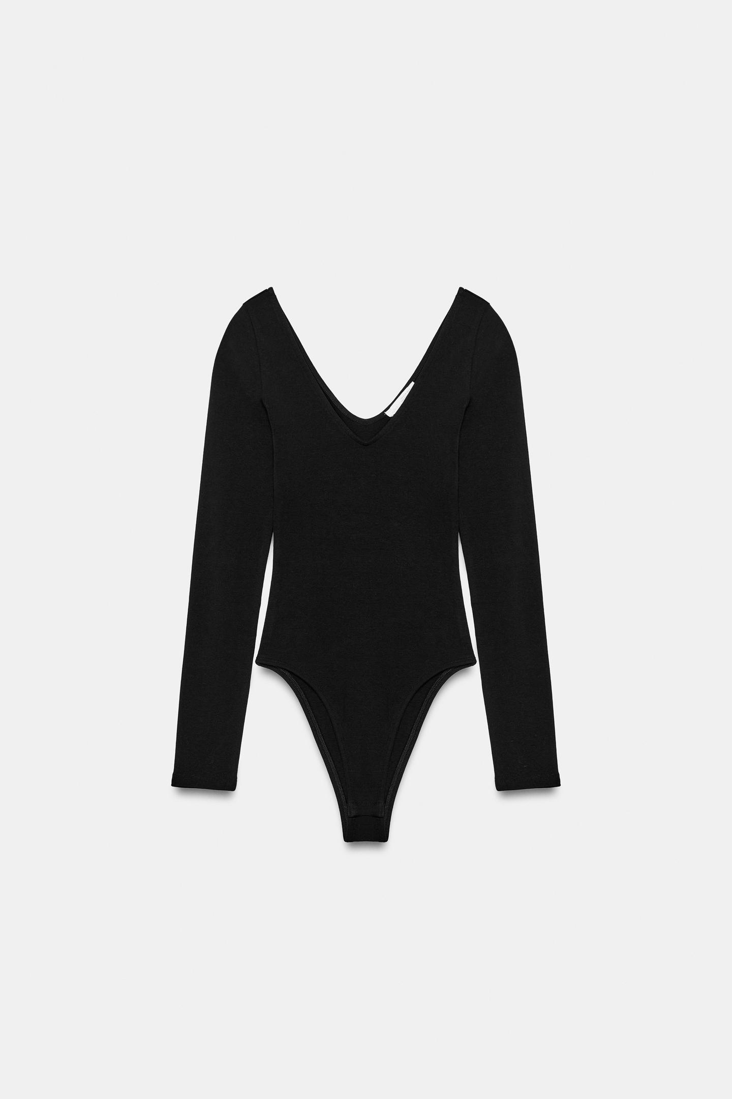 Боди, V-образный вырез — Zara, цвет: Чёрный — фото 6