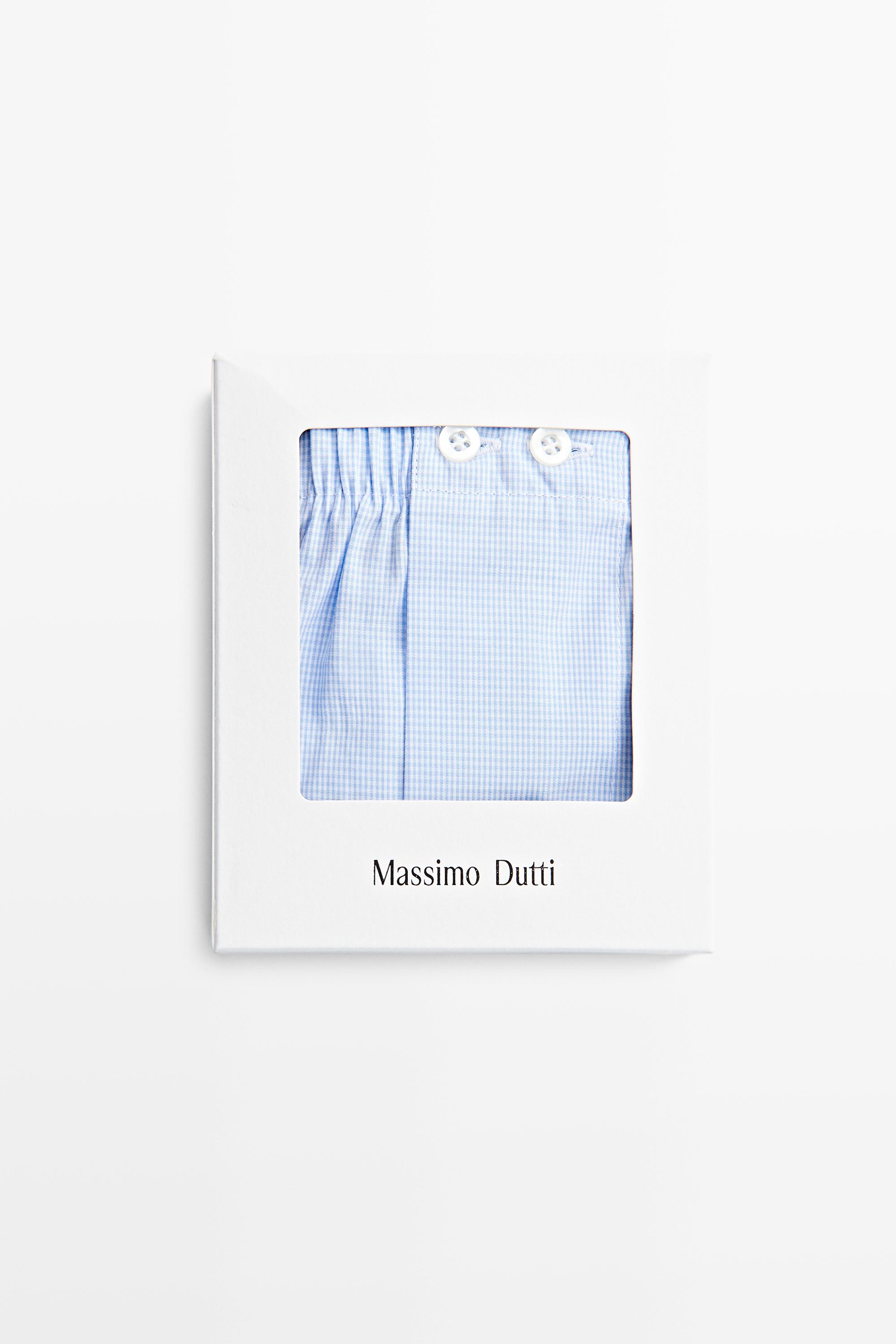100% cotton micro-check boxers — Sky blue
