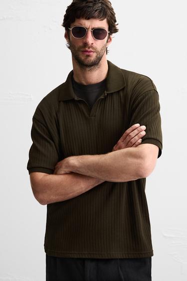 RIB POLO SHIRT - Chocolate by Zara - Image 4
