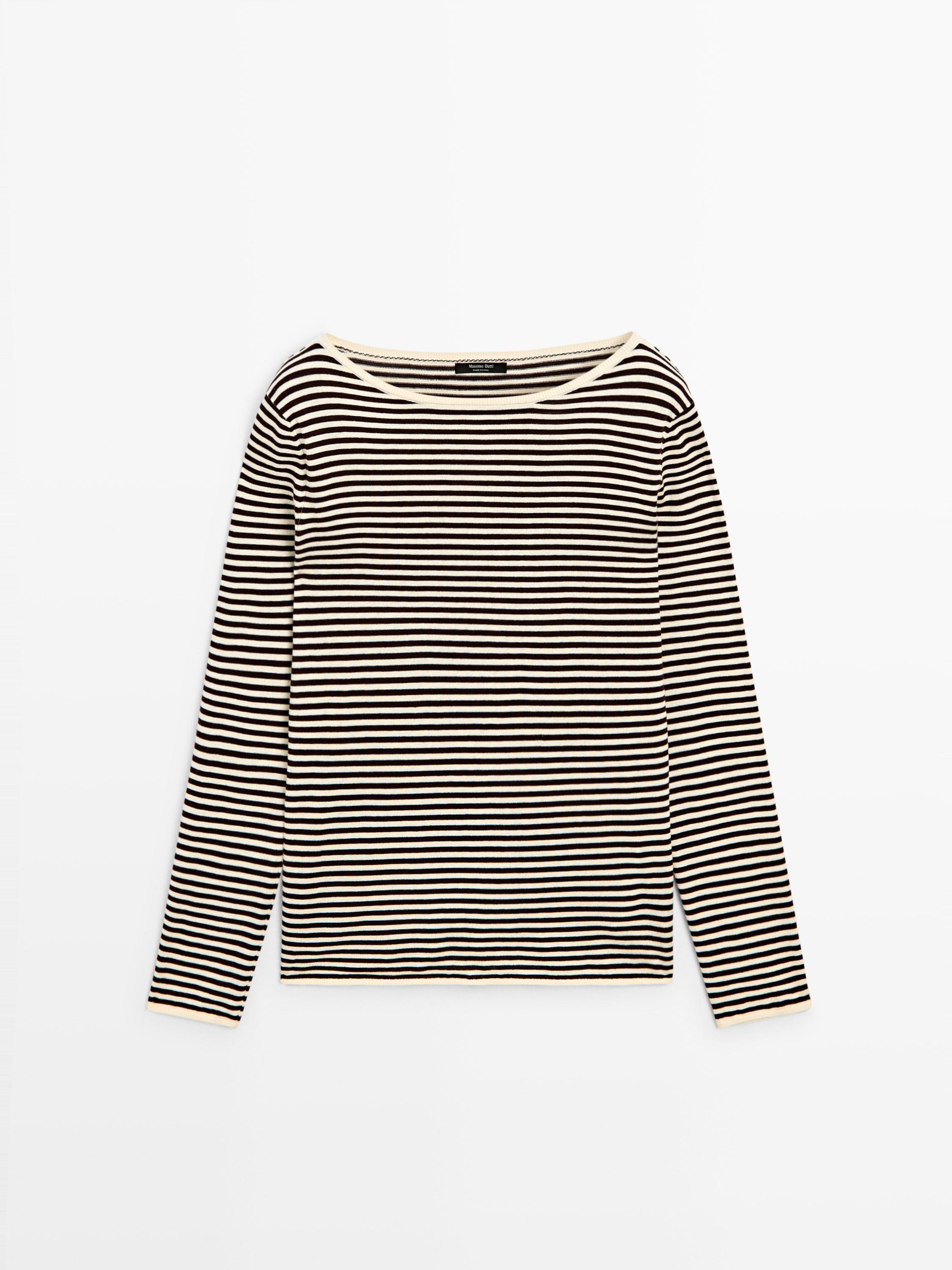 Striped long sleeve knit sweater