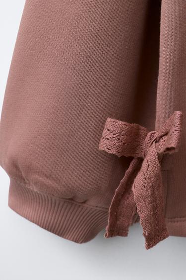 SWEATSHIRT AND WAFFLE LEGGINGS SET WITH BOWS - Dark pink by Zara - Image 3