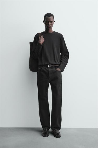 CAMISETA MANGA LONGA COSTURA - Negro de Zara