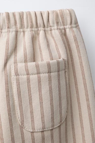 PANTALON BAGGY RAYURES - Beige de Zara - Image 3