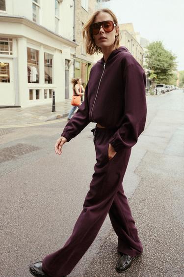 WIDE-LEG TROUSERS - Burgundy by Zara - Image 2