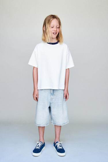 RELAXED BAGGY DENIM BERMUDA SHORTS - Light blue by Zara