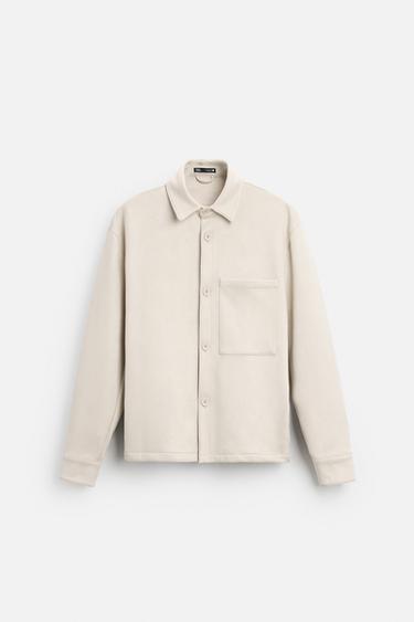 FAUX SUEDE OVERSHIRT - Stone by Zara