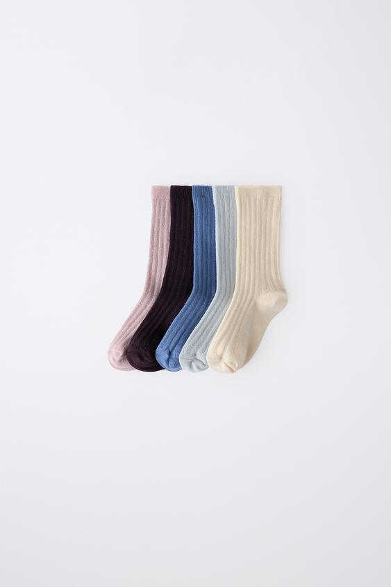 5-PACK OF MID-LENGTH RIBBED SOCKS - Mauve by Zara - Image 0