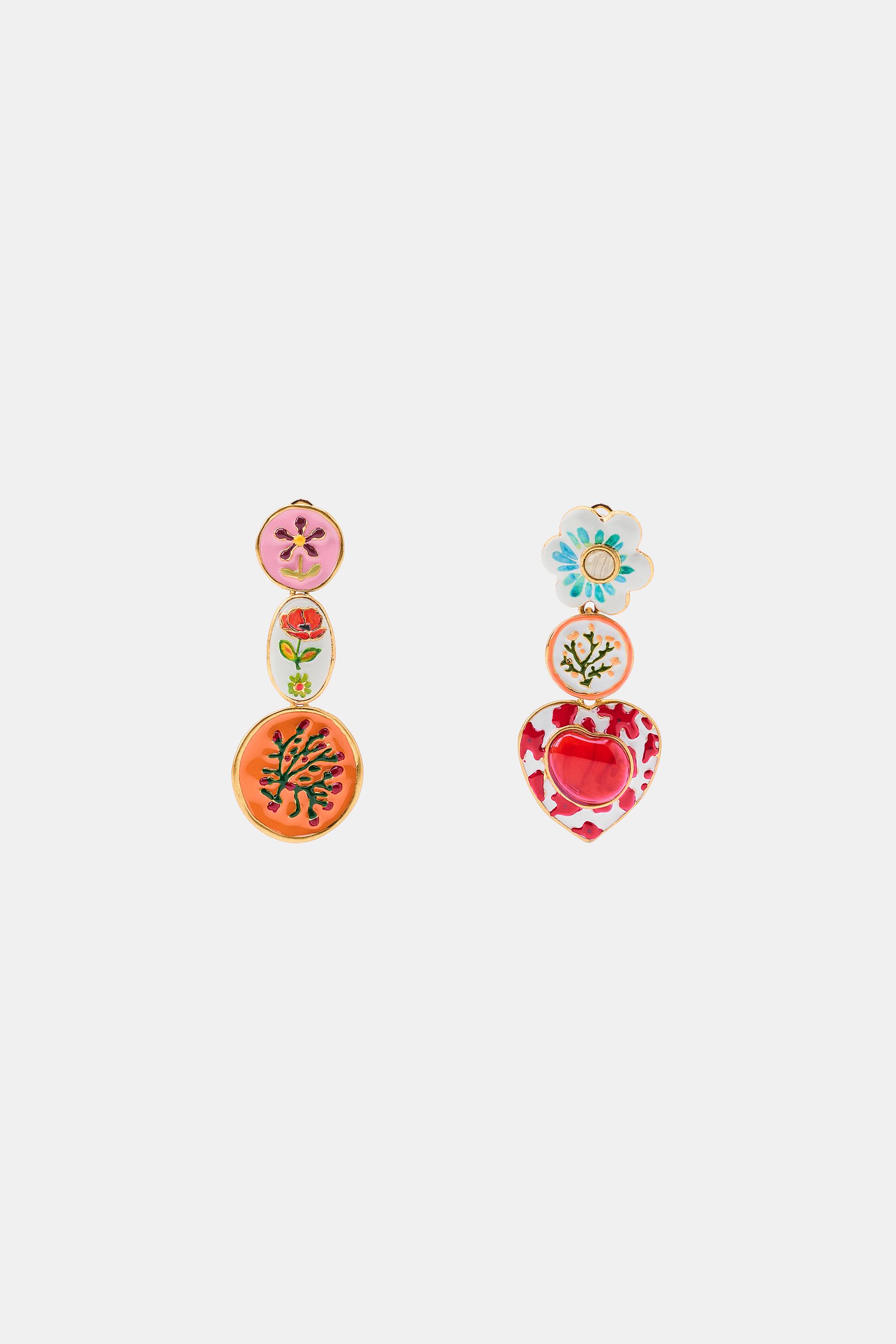 Женские аксессуары Zara RESIN CHARM EARRINGS — фото 3