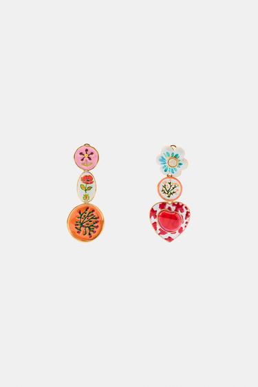 RESIN CHARM EARRINGS - Multicoloured by Zara