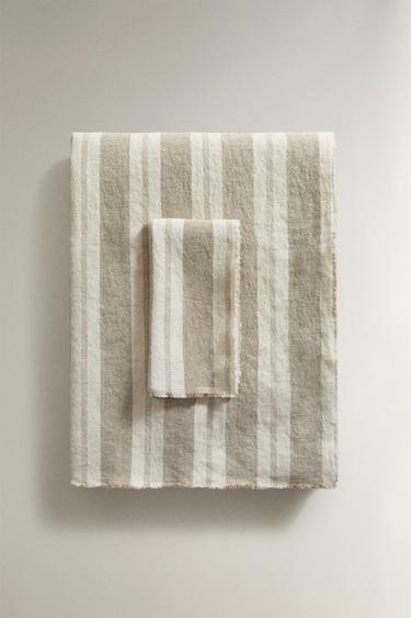 STRIPED HEAVY LINEN TABLECLOTH - Ecru by Zara - Image 4