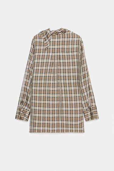 ZW COLLECTION LIMITED EDITION DRAPED CHECK SHIRT - Beige by Zara - Image 2