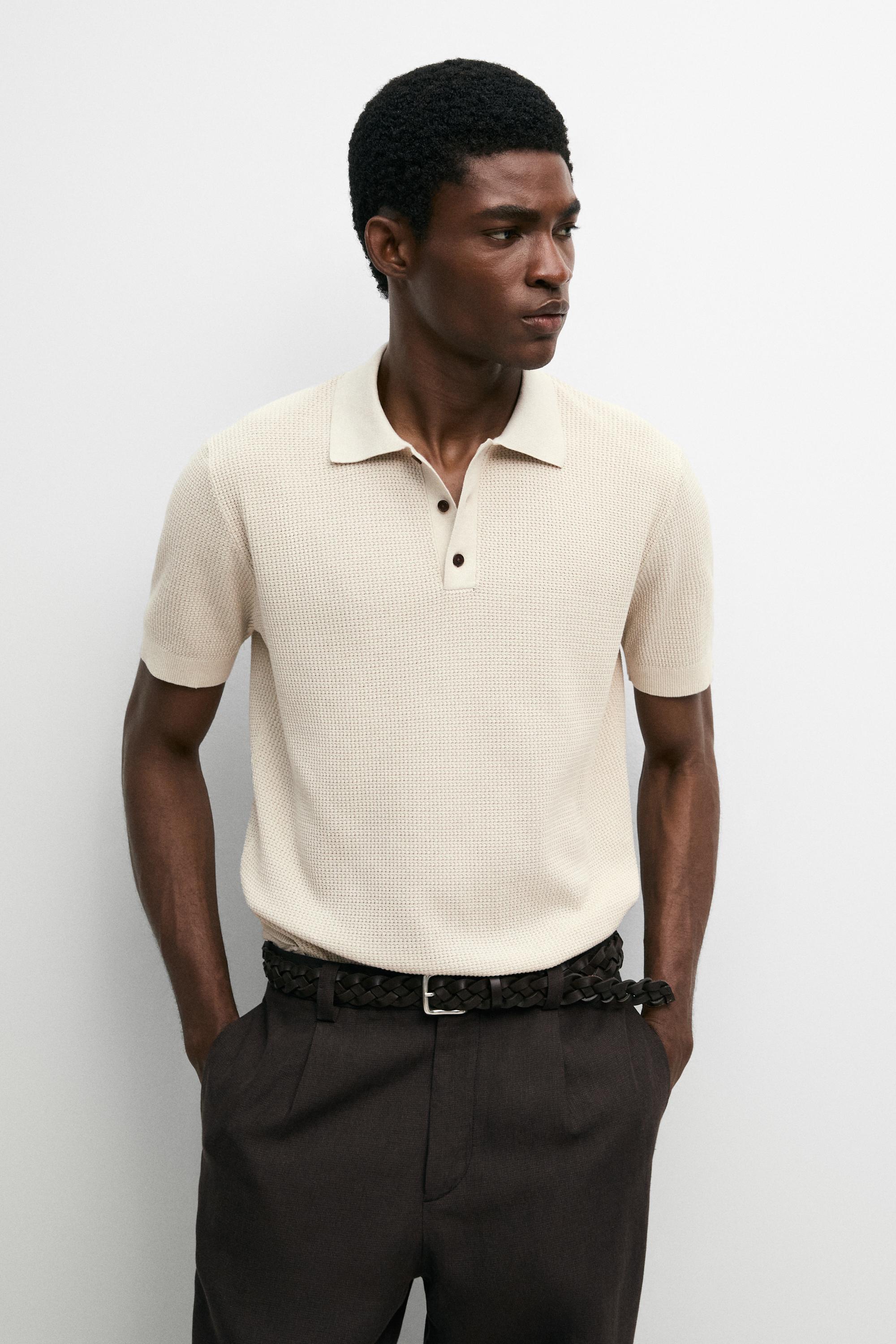 100% cotton button-collar polo shirt — Ecru