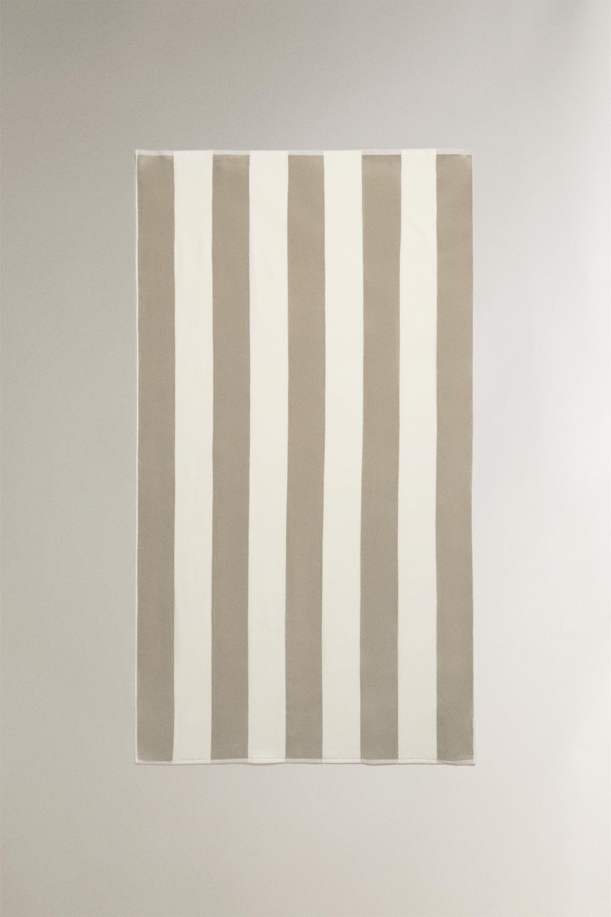STRIPED BEACH TOWEL — Gray green (alternate view)