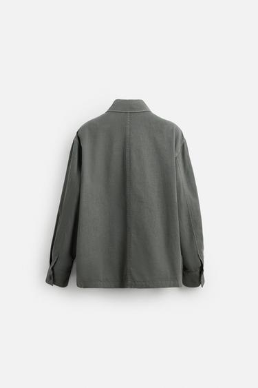 VESTE LIN - COTON POCHES - Gris de Zara - Image 7