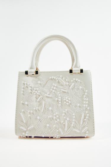 SATIN-EFFECT PEARL HANDBAG - Ecru by Zara
