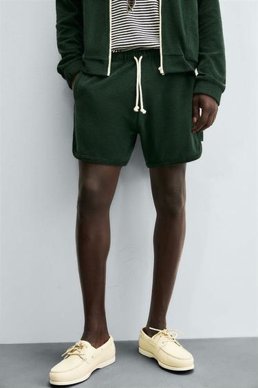 TOWELLING SHORTS - Bottle green by Zara - Image 4