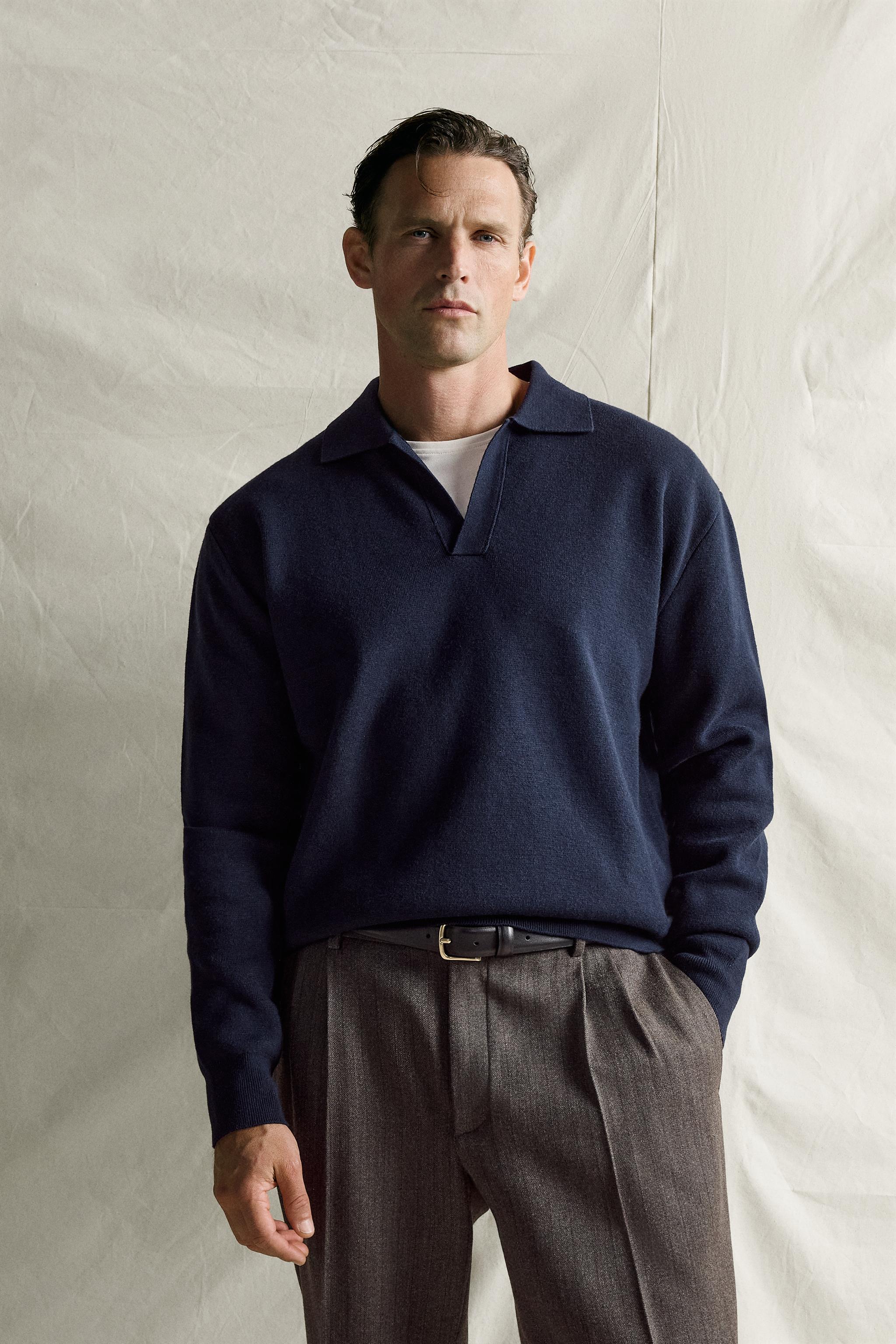 COTTON-WOOL COMPACT KNIT POLO