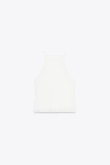 EMBROIDERED RIBBED T-SHIRT - White by Zara - Image 6