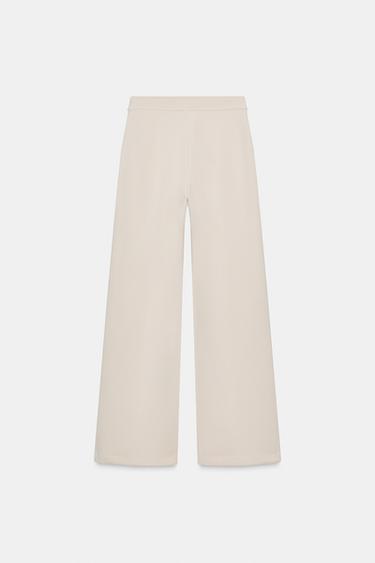 INTERLOCK STRAIGHT-LEG TROUSERS - Ecru by Zara - Image 3
