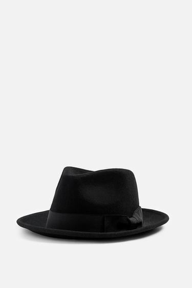 CHAPÉU FEDORA DE LÃ - Preto da Zara