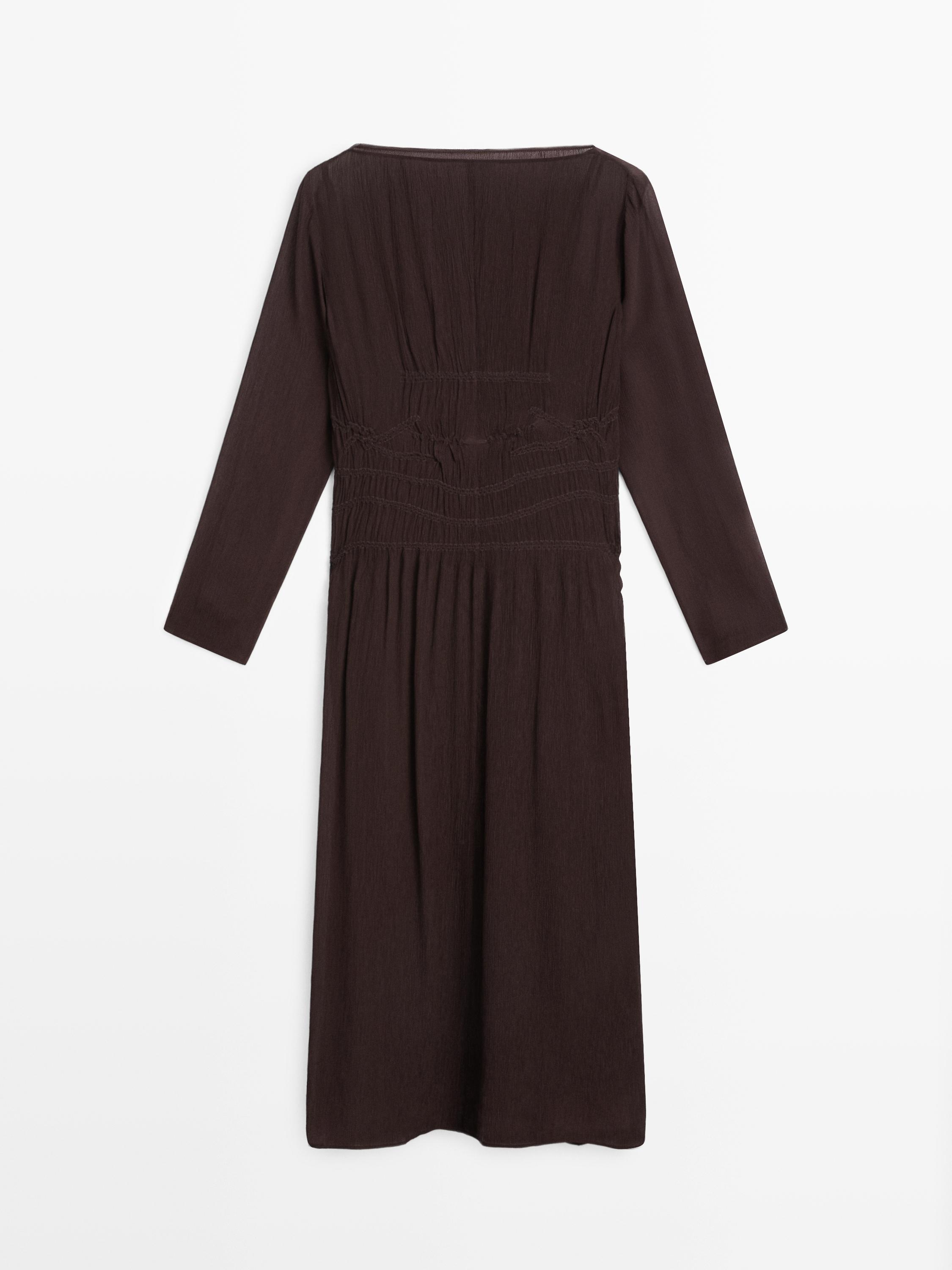 Flowing midi dress with gathered detail