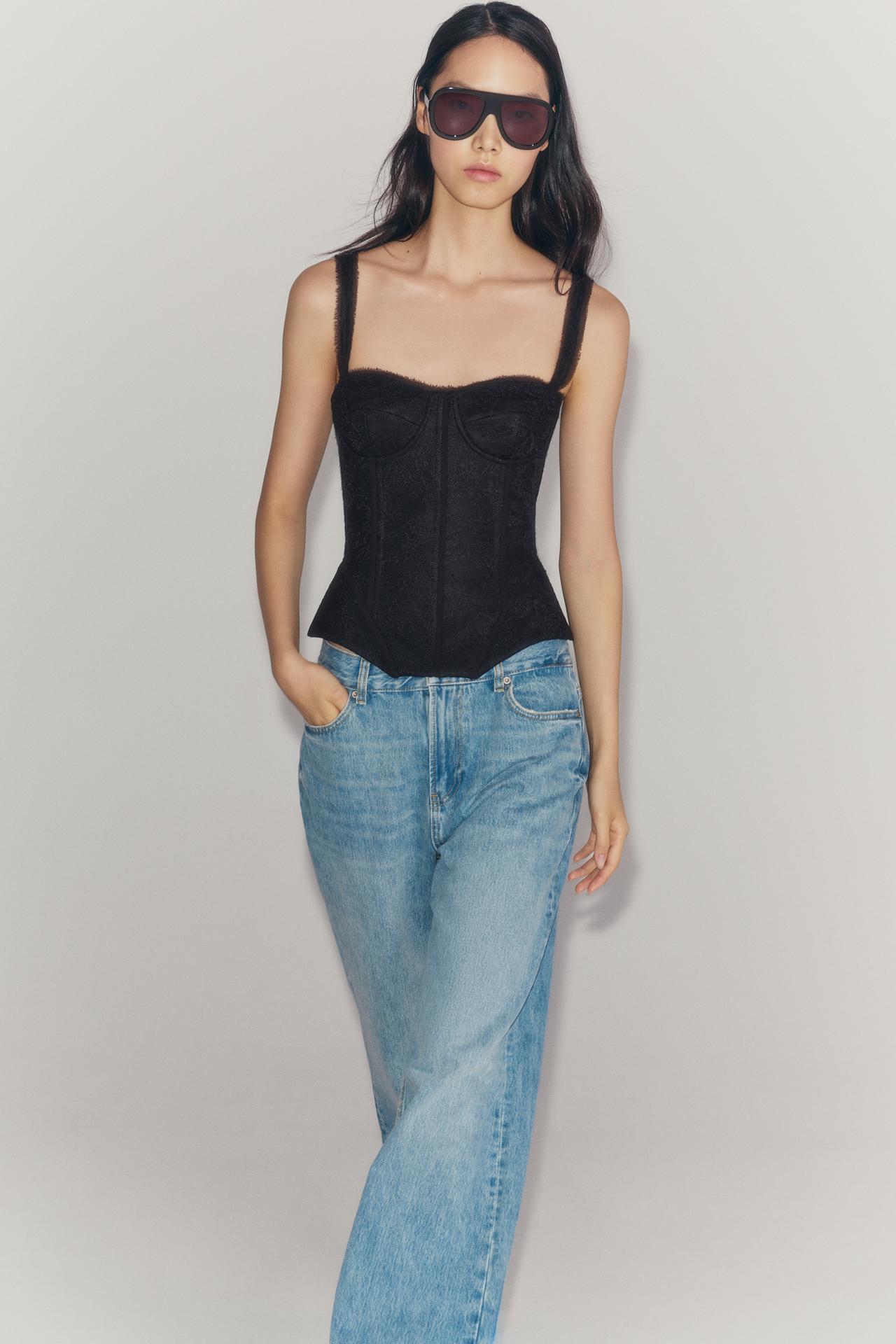 ZW COLLECTION LACE CORSET — Black